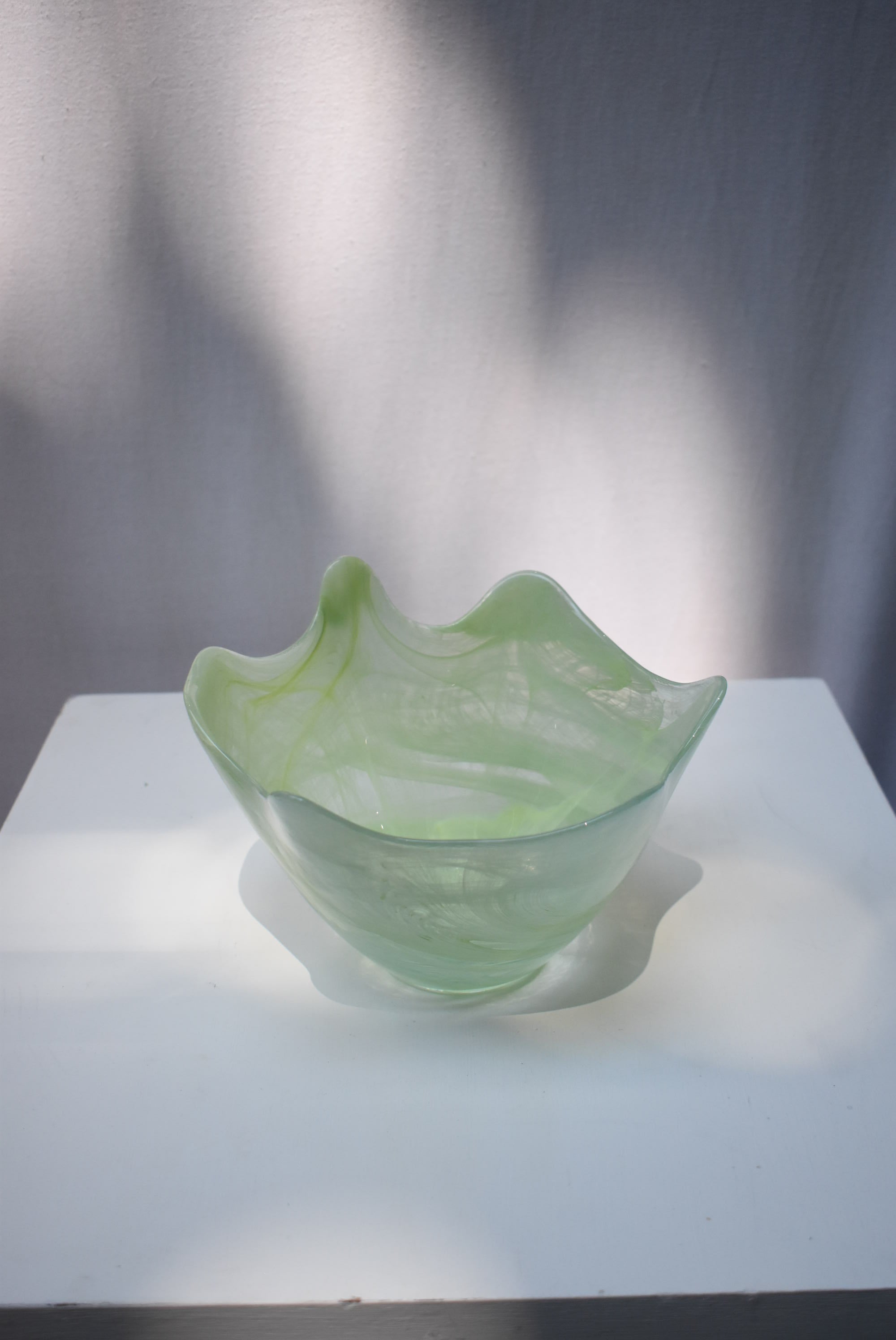 Hand Blown Green Glass Bowl