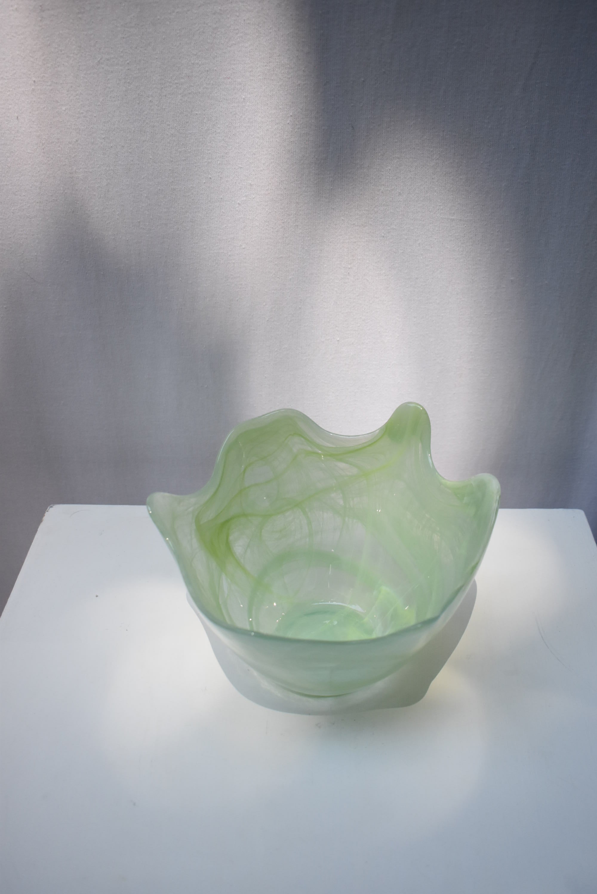 Hand Blown Green Glass Bowl